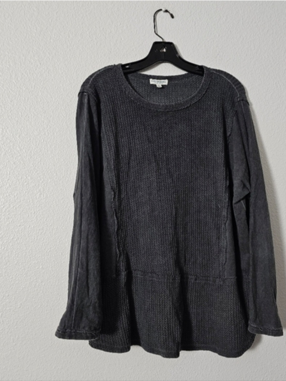 Charcoal Waffle Knit Long Sleeve Top Sz L